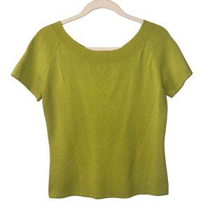 J.A.C. SHORT SLEEVE OFF SHOULDER LIME GREEN TOP VINTAGE | EUC SIZE LARGE